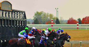 Keeneland: horses breaking from the gate